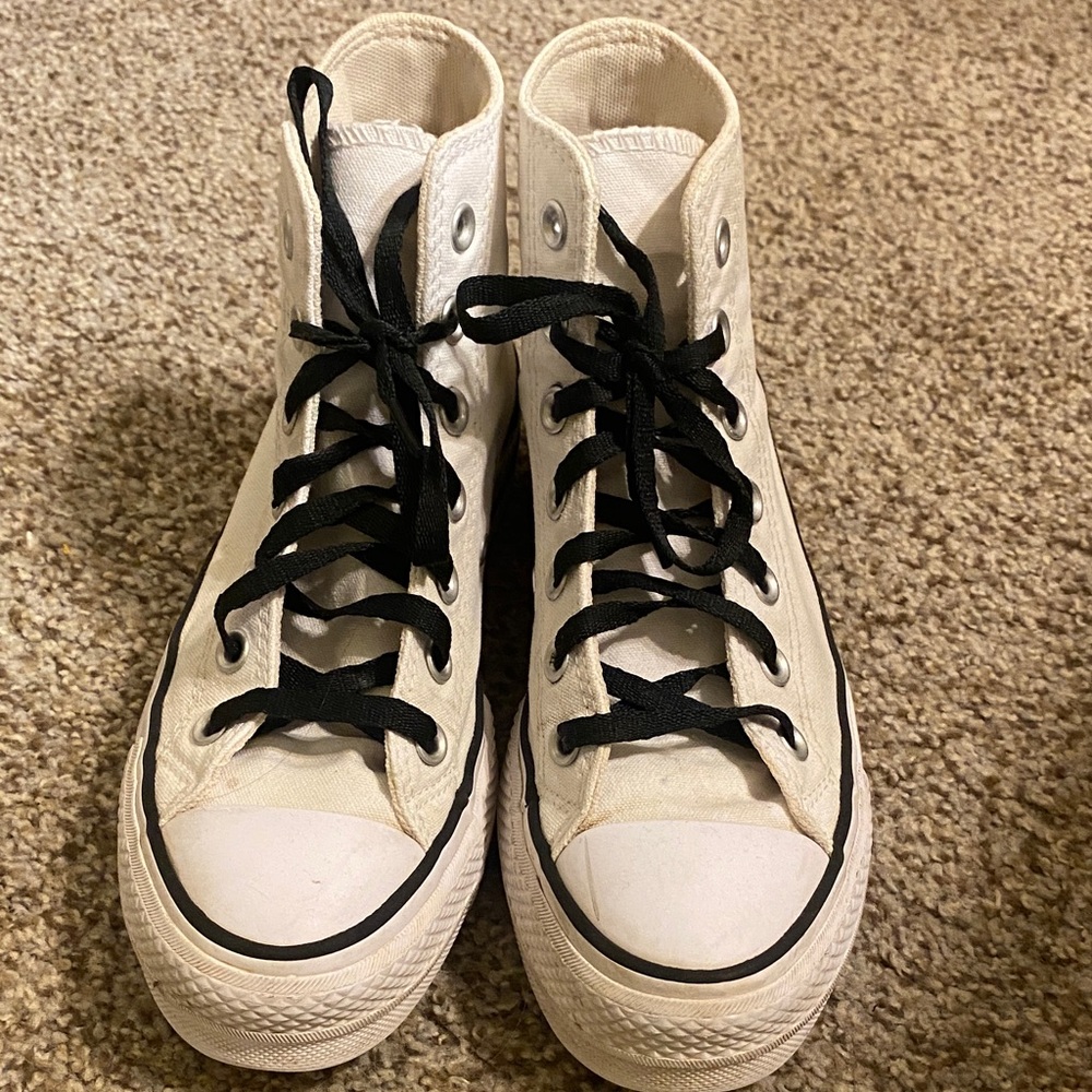 Converse White High-Top Sneakers with Black Accents